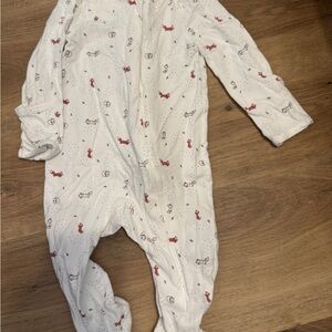Angel Dear White and Red Patterned Footie